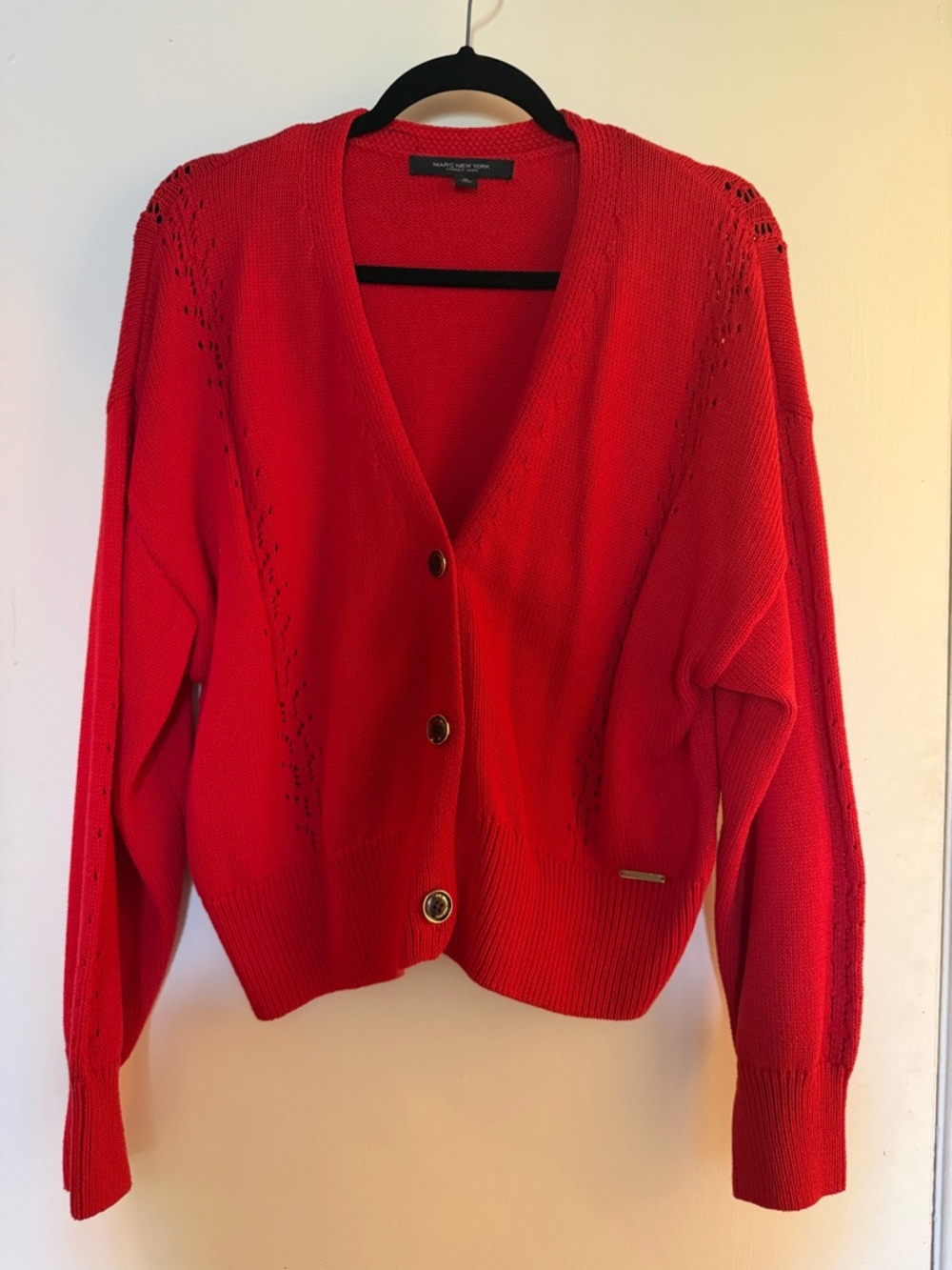Marc New York Red Button-Front V-Neck Sweater Cardigan